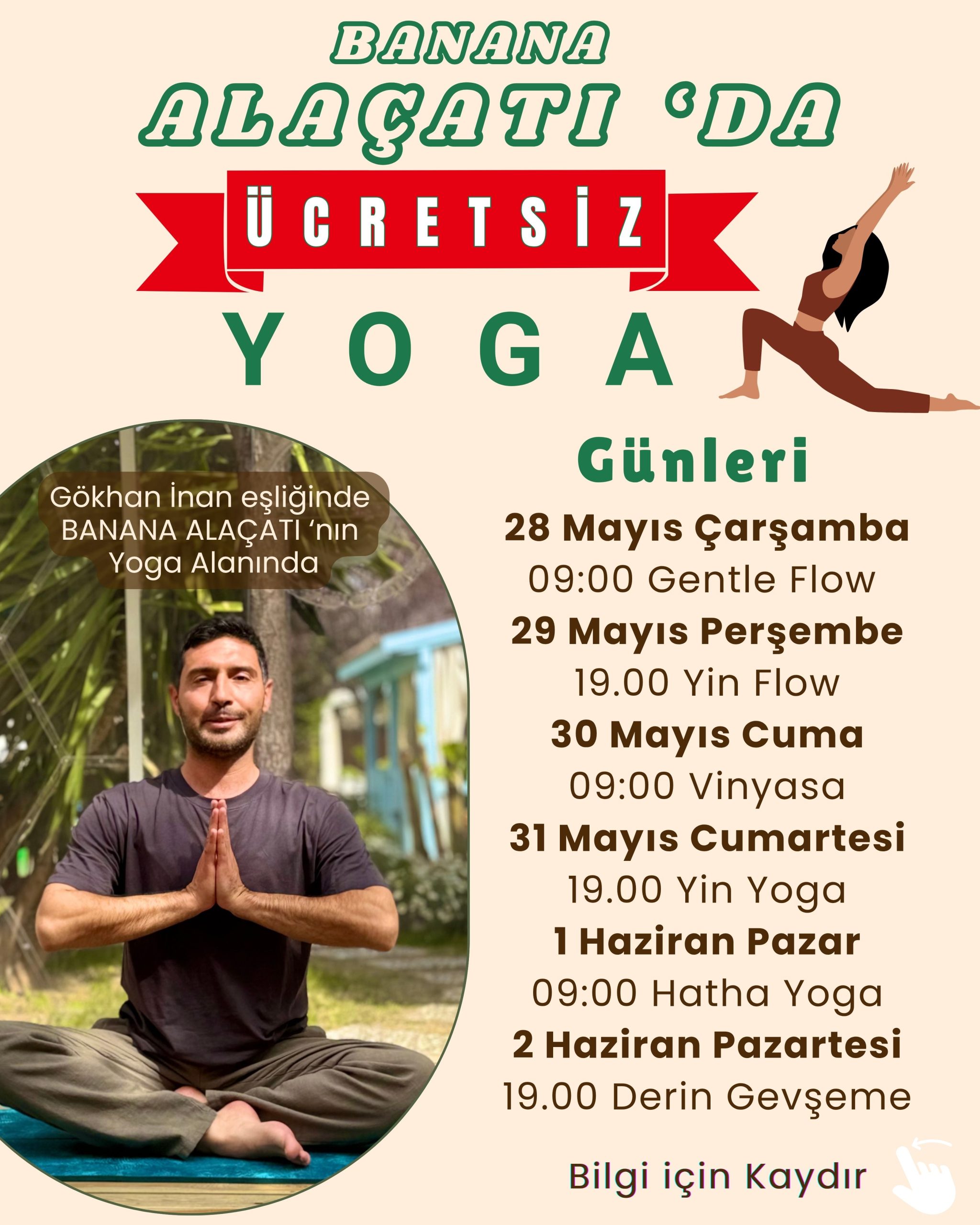 2 Haziran Pazartesi 19:00 - Derin Gevşeme (Yoga) - Ücretsiz