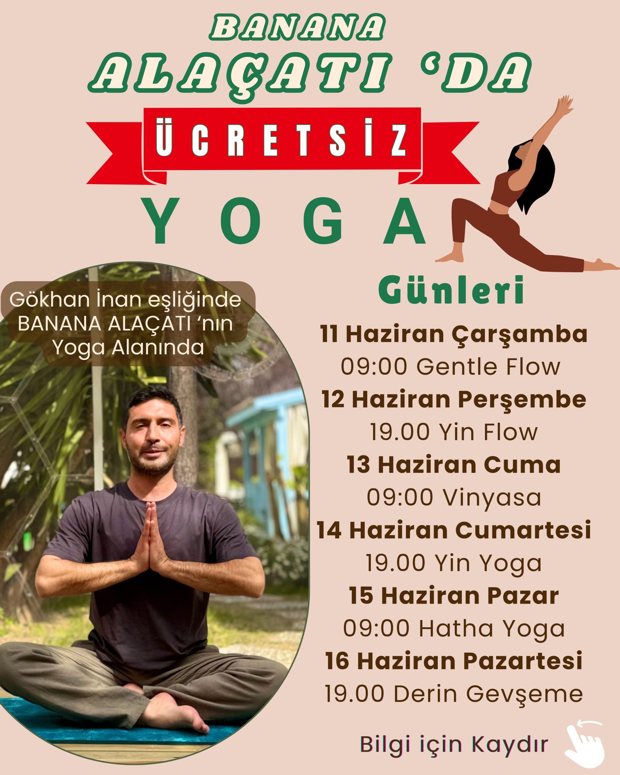 14 Haziran Cumartesi 19:00 - Yin Yoga - Ücretsiz