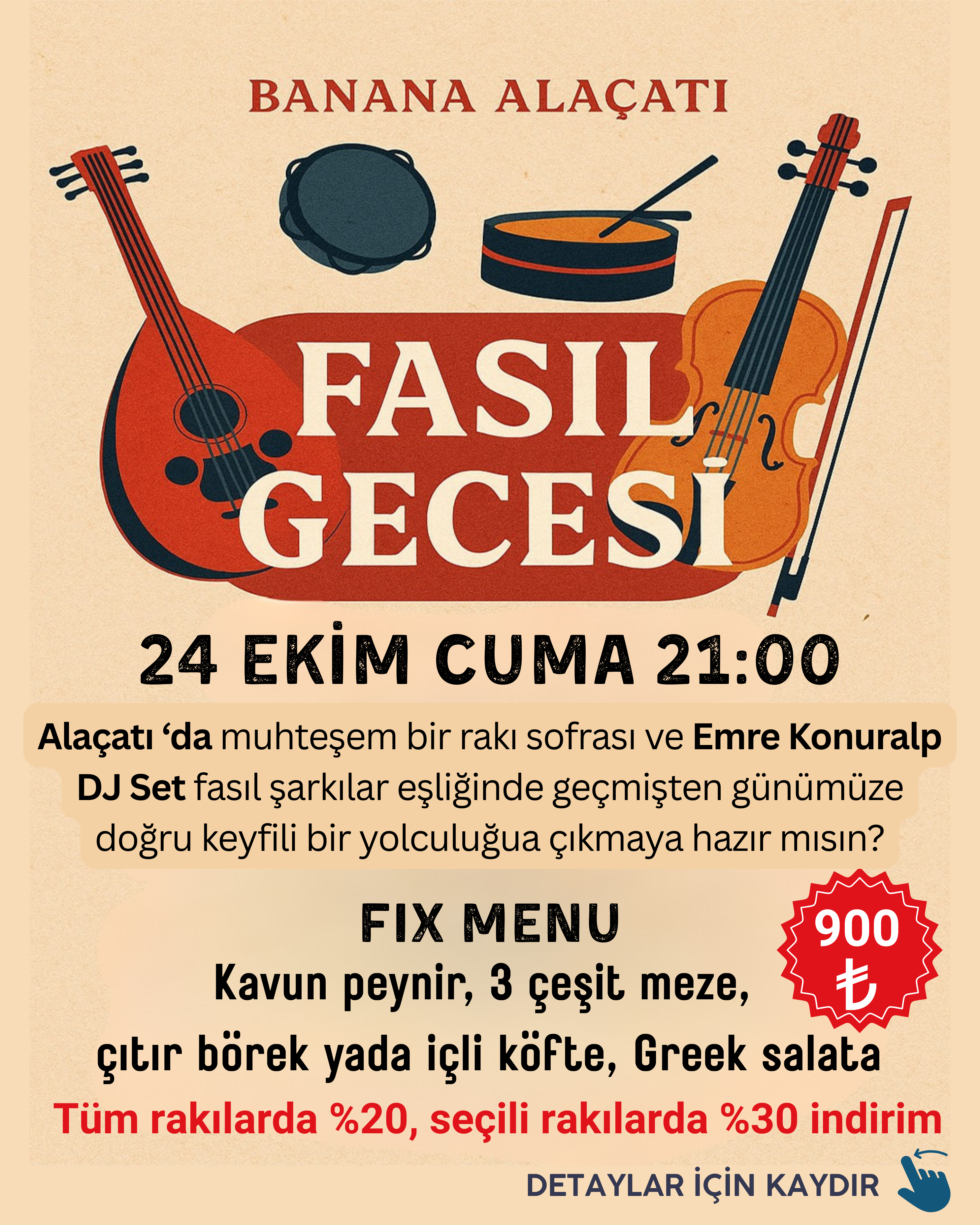 24 Ekim Cuma 21:00 - Fasıl Gecesi